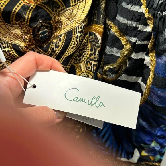 Camilla Women's Vibrant Black and Gold High Waist Shorts - Picture 2 of 2